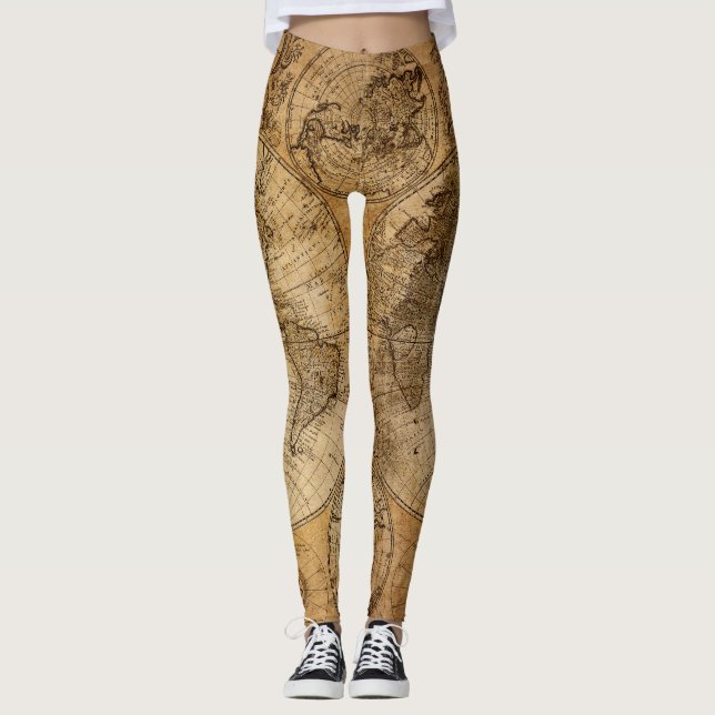 Leggings Viaje histórico: Mapa Mundial de 1746 (Anverso)