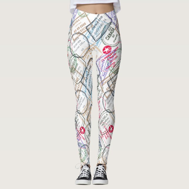 Leggings Viajes de sellos de pasaporte (Anverso)