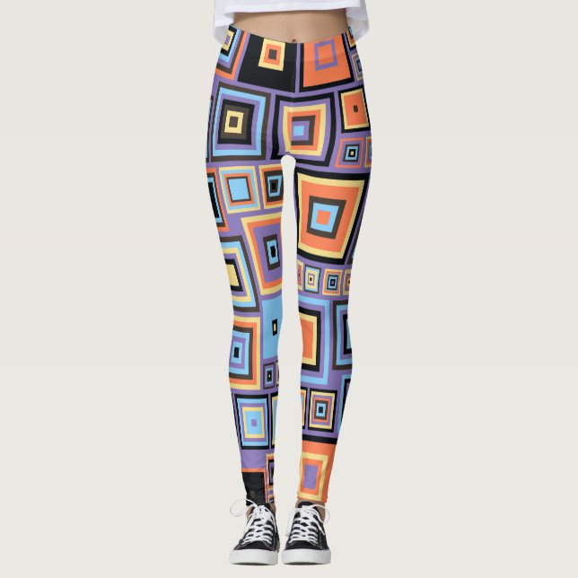 Leggings Vibe retro geométrica de venado de 60 años (Anverso)