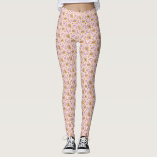 Leggings Vibes de lector de margaritas rosadas retro