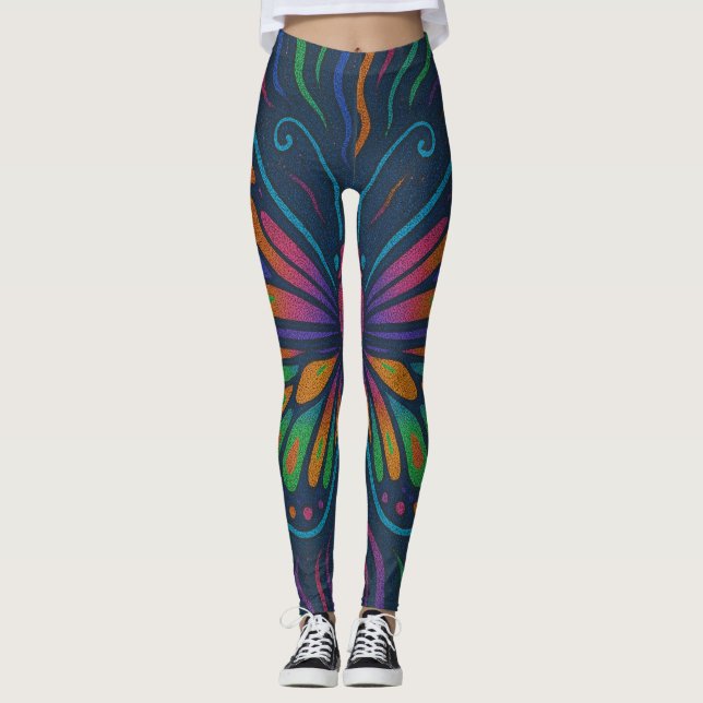 Leggings Vibes de mariposa psicodélicas (Anverso)