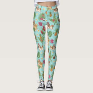 Leggings Vibraciones Tropicales de Shih Tzu en la Playa