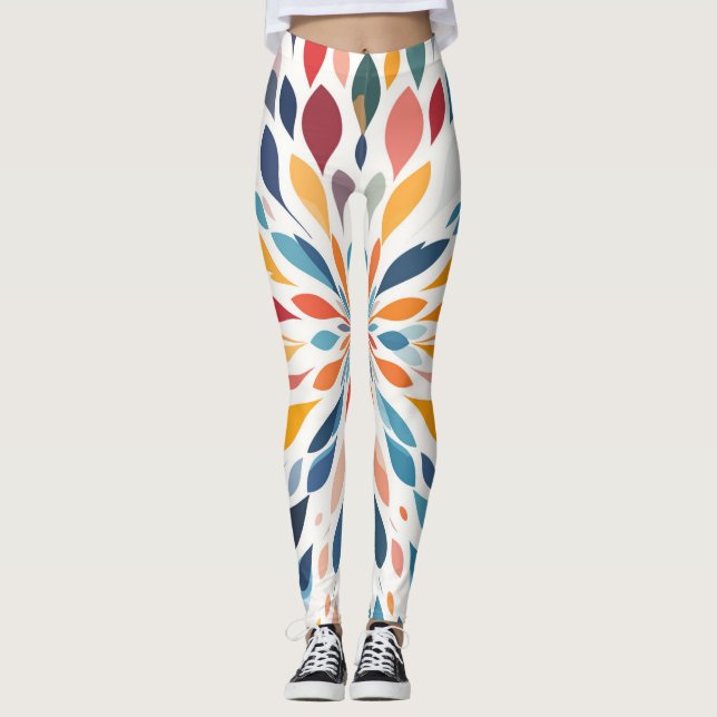 Leggings Vibrant Abstract Floral Burst Pattern  (Anverso)