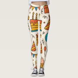 Leggings Vibrant Birthday Party Seamless Pattern