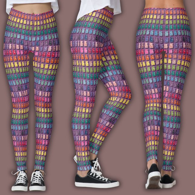 Leggings Vibrant Candy Pattern | Rainbow Gummy Bear (Subido por el creador)