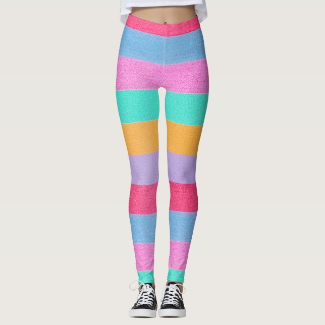 Leggings Vibrant Colorful Retro Stripes (Anverso)