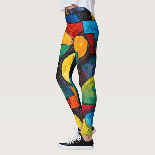Leggings Vibrant Dreams Geometry – Bold Modern Abstract Art (Izquierda)