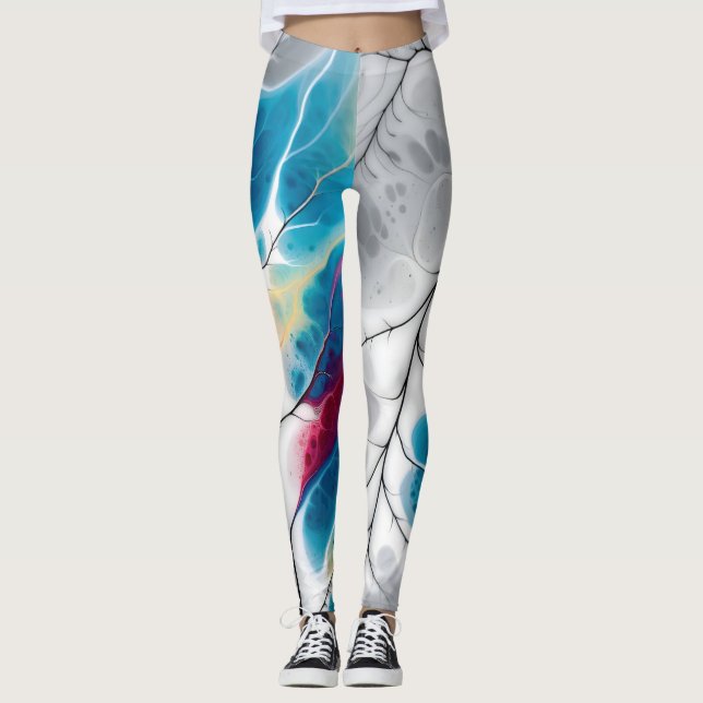 Leggings Vibrant Fluid Neural Leaf Vein Abstract Wrap (Anverso)