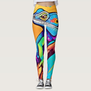 Leggings Vibrant Lizard Artwork