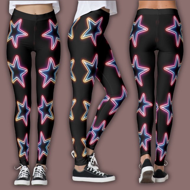 Leggings Vibrant Neon Pattern | 80's Electric Star (Subido por el creador)
