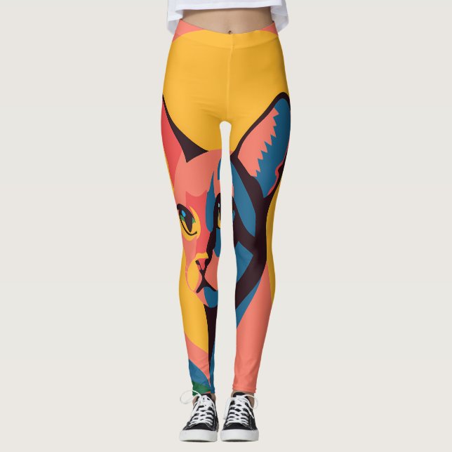 Leggings Vibrant Pop Art Cat Portrait (Anverso)