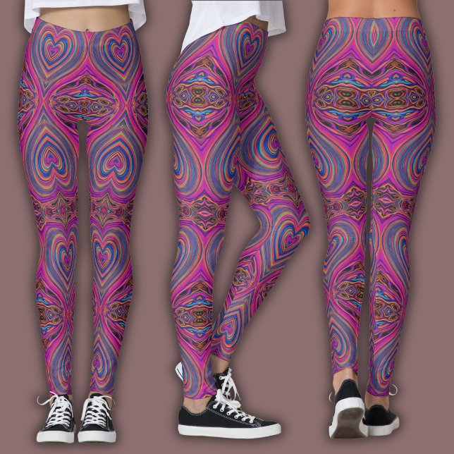 Leggings Vibrant Psychedelic Pattern | Trippy Magent/Blue (Subido por el creador)