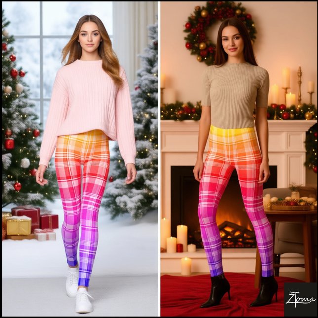 Leggings Vibrant Rainbow Plaid Gradient Design (Subido por el creador)