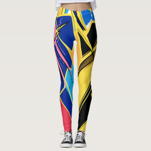Leggings Vibrant Stylized Portrait with Abstract Elements