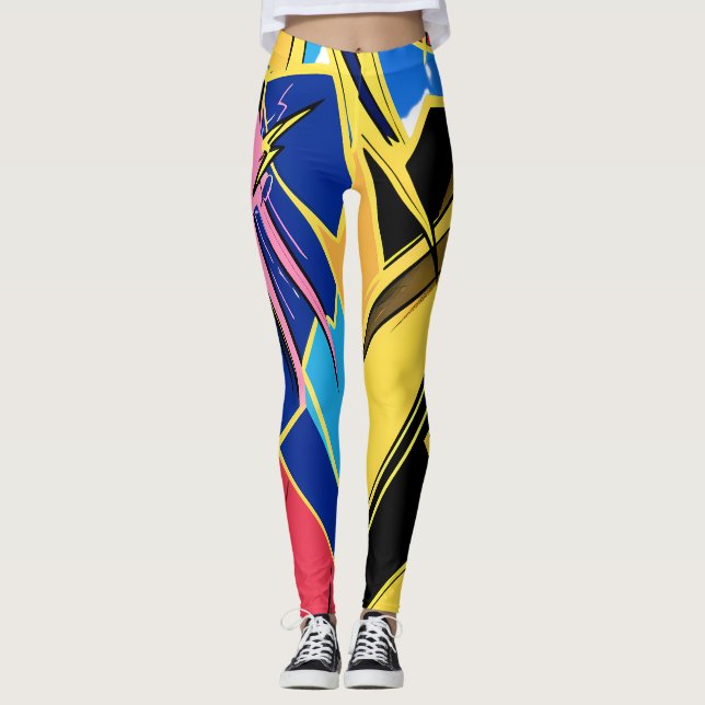 Leggings Vibrant Stylized Portrait with Abstract Elements (Anverso)