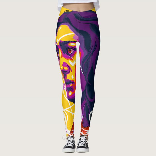Leggings Vibrant Stylized Portrait with Abstract Elements (Anverso)