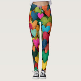 Leggings Vibrant Textured Heart Mosaic
