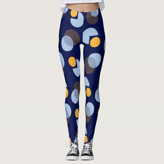 Leggings "Vibrante armonía: Leyendas impresas azules y amar (Anverso)