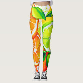 Leggings Vibrante Arte de Esplash de Frutas de Citrus