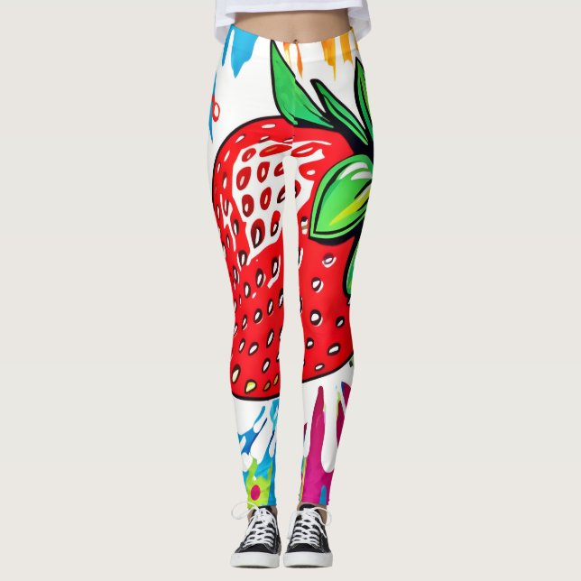 Leggings Vibrante arte de fresa (Anverso)