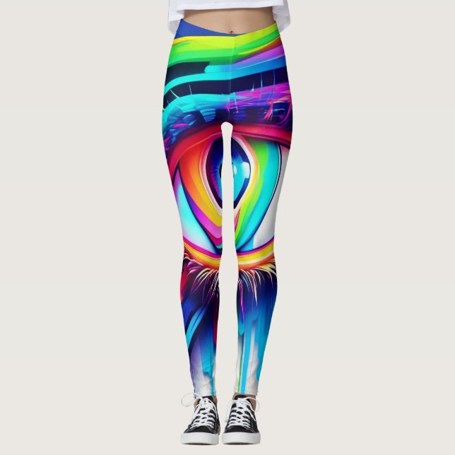 Leggings Vibrante arte de los ojos arcoiris (Anverso)