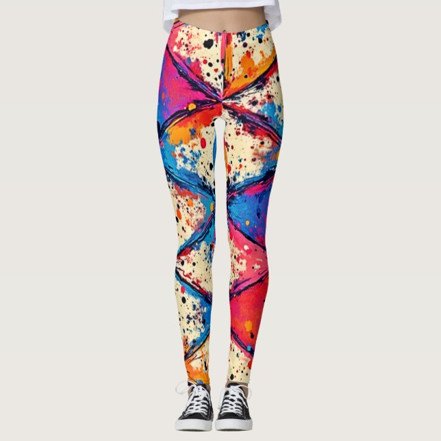 Leggings Vibrante arte de triángulo de salpicadura (Anverso)