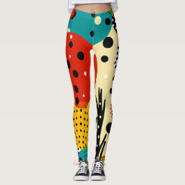Leggings Vibrante arte pop 1960 tortuga roja amarillo blanc