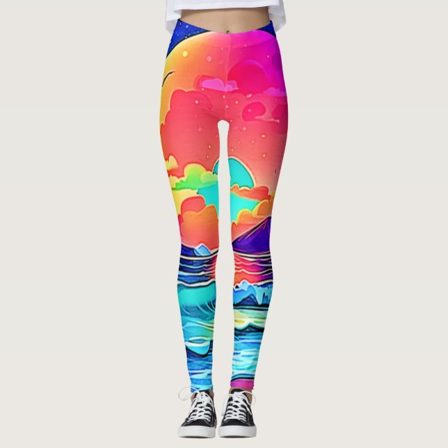 Leggings Vibrante capa marina de atardecer (Anverso)