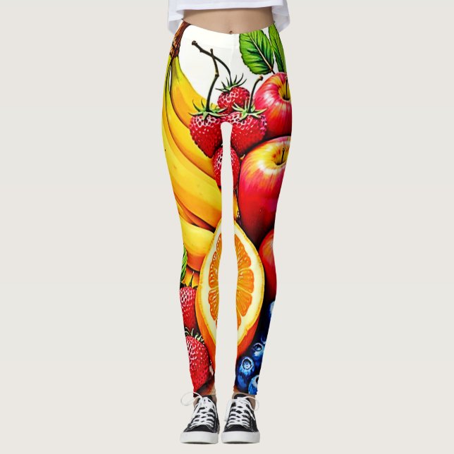Leggings Vibrante Diseño De Delight De Fruta Fresca (Anverso)