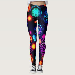 Leggings Vibrante espiral neonesa y arte puntiaguero