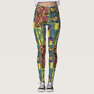 Leggings Vibrante Estampado Floral Maximalista de Color Púr