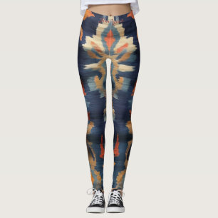 Leggings Vibrante Estilo Tones De Tierra Patrón Ikat Texto