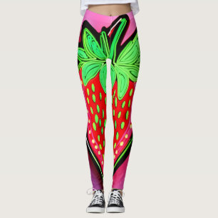 Leggings Vibrante Fresa Rótulo Neon