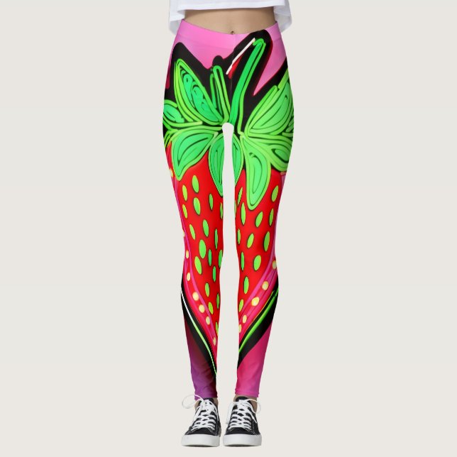 Leggings Vibrante Fresa Rótulo Neon (Anverso)