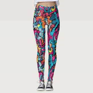 Leggings Vibrante Graffiti-Inspirado