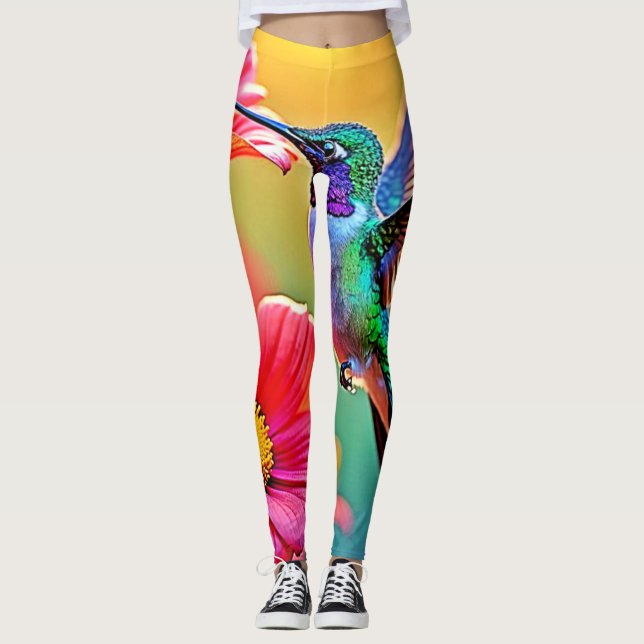 Leggings Vibrante Hummingbird en el diseño de Sunset (Anverso)