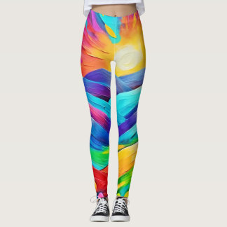 Leggings Vibrante impresión de arte de la montaña Sunset