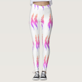 Leggings Vibrante llama de fuego Chicas de color rosa impre