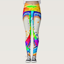 Leggings Vibrante Logotipo de la Paz: Coloridas obras de ar