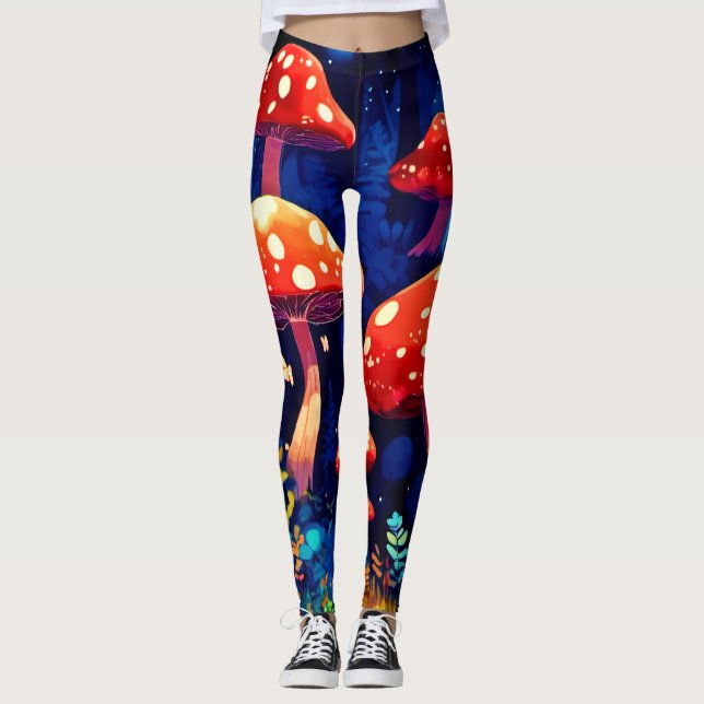 Leggings Vibrante Magic Mushroom Forest Art (Anverso)