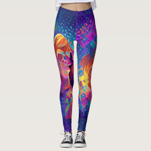 Leggings Vibrante multicolor hermosa fucsia morada amarilla