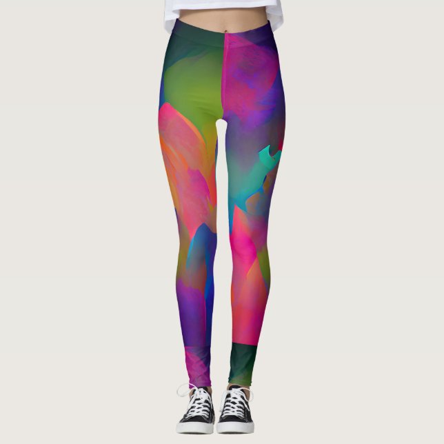 Leggings Vibrante multicolor hermosa fucsia morada amarilla (Anverso)