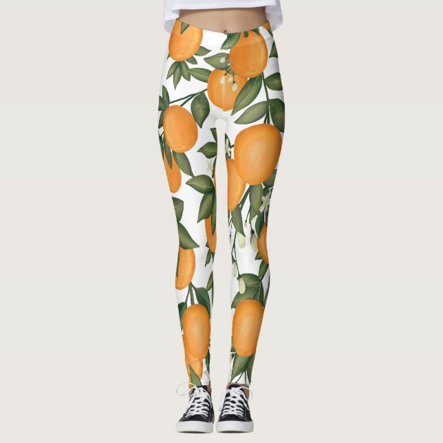 Leggings Vibrante Naranja botánico Citrus Summer Clementine (Anverso)