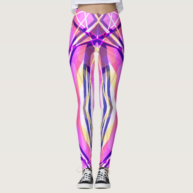 Leggings Vibrante negrita Gimnasio Funky Rosa Azul Amarillo (Anverso)