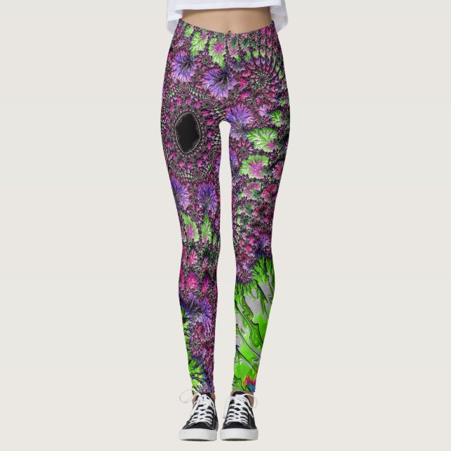 Leggings Vibrante Neon Colorful Trippy Groovy Fractal Art (Anverso)