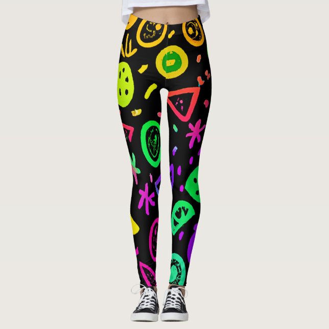 Leggings Vibrante Neon Fruits Pattern Art (Anverso)