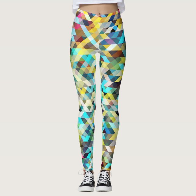 Leggings Vibrante Neon Mosaic: Resumen De Fondo. (Anverso)