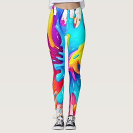 Leggings Vibrante Neon Paint Splash Art