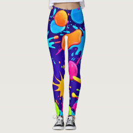 Leggings Vibrante Neon Paint Splatt Art