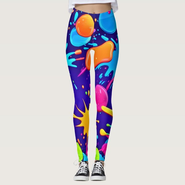 Leggings Vibrante Neon Paint Splatt Art (Anverso)